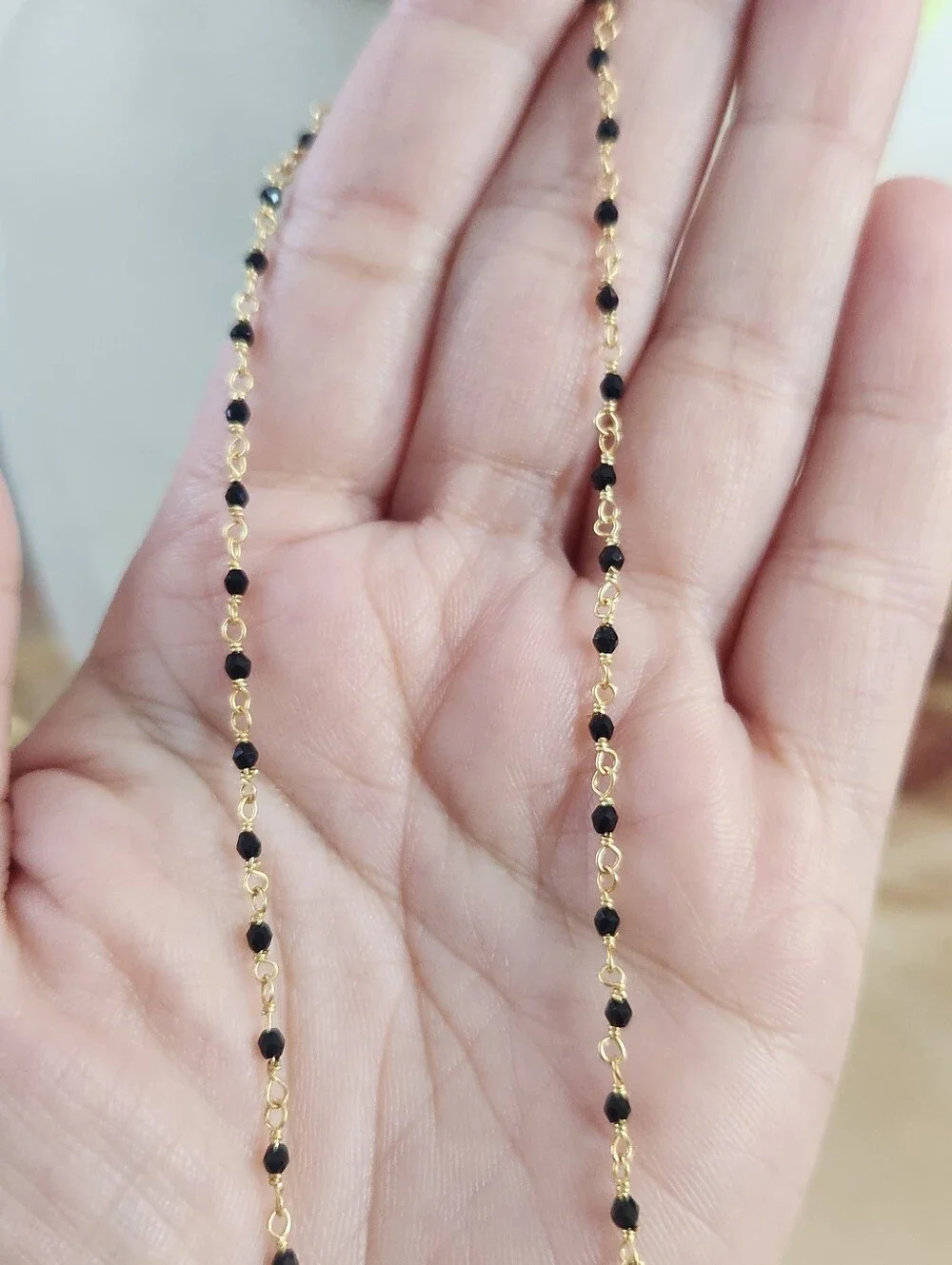 Delicate Gold Black Tourmaline Chain Necklace